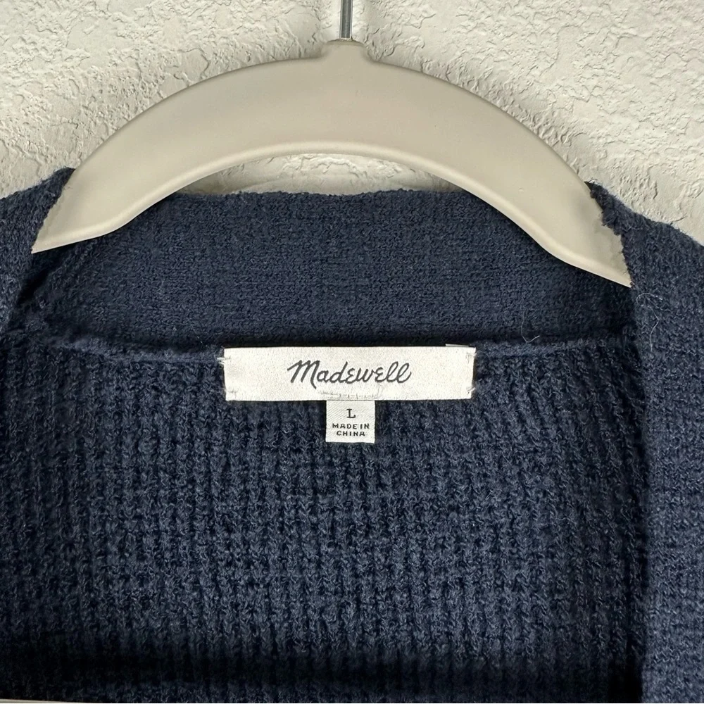 Madewell Dark Navy Blue Birchmoor Sweater Button Front Cardigan Size Large - Picture 4 of 6